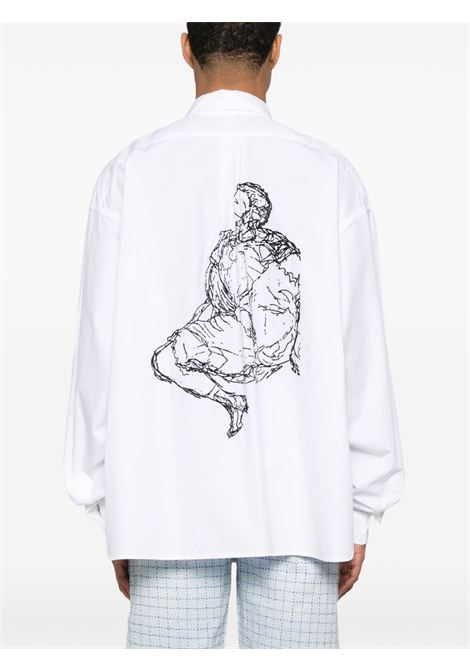White embroidered shirt Glass Cypress - men GLASS CYPRESS | 6012511101WHT